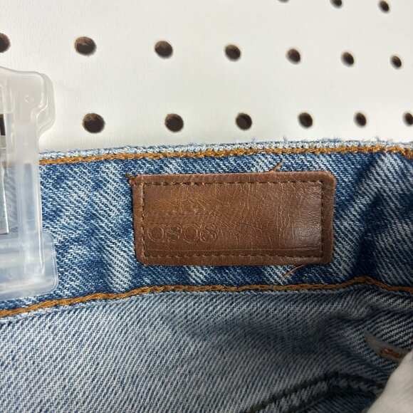 Asos Y2K Denim‎ Blue Jean Jorts Shorts Size 36 Western Aztec Orange Button Fly - Picture 7 of 9